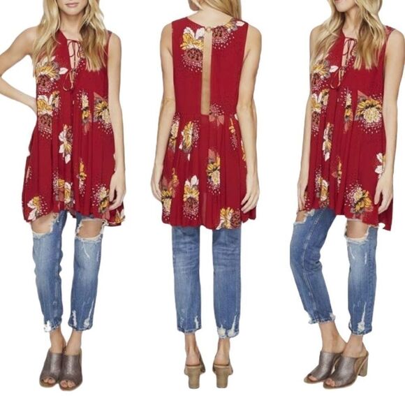 Free People Lovely Day Floral Print Tunic Dress in the Size Extra Small - Picture 1 of 16